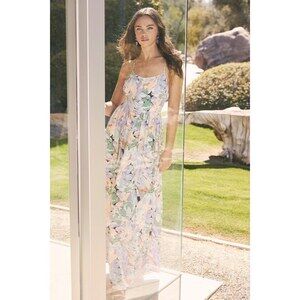 Lulus Paint A Picture Ivory Multi Floral Print Sleeveless Maxi Dress White